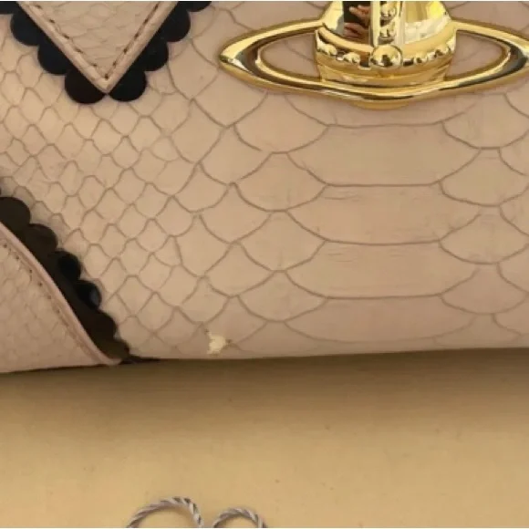 SOLD-Vintage Vivienne Westwood Yasmine Bag - Pink; Snake Print - Picture 13 of 14